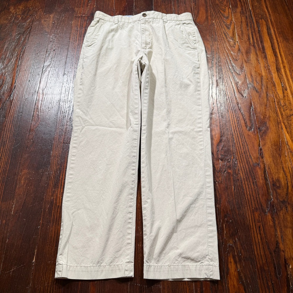 Brooks Brothers Clark Chino Pants Mens 33x30 Khaki Tan Supima Cotton Flat Front